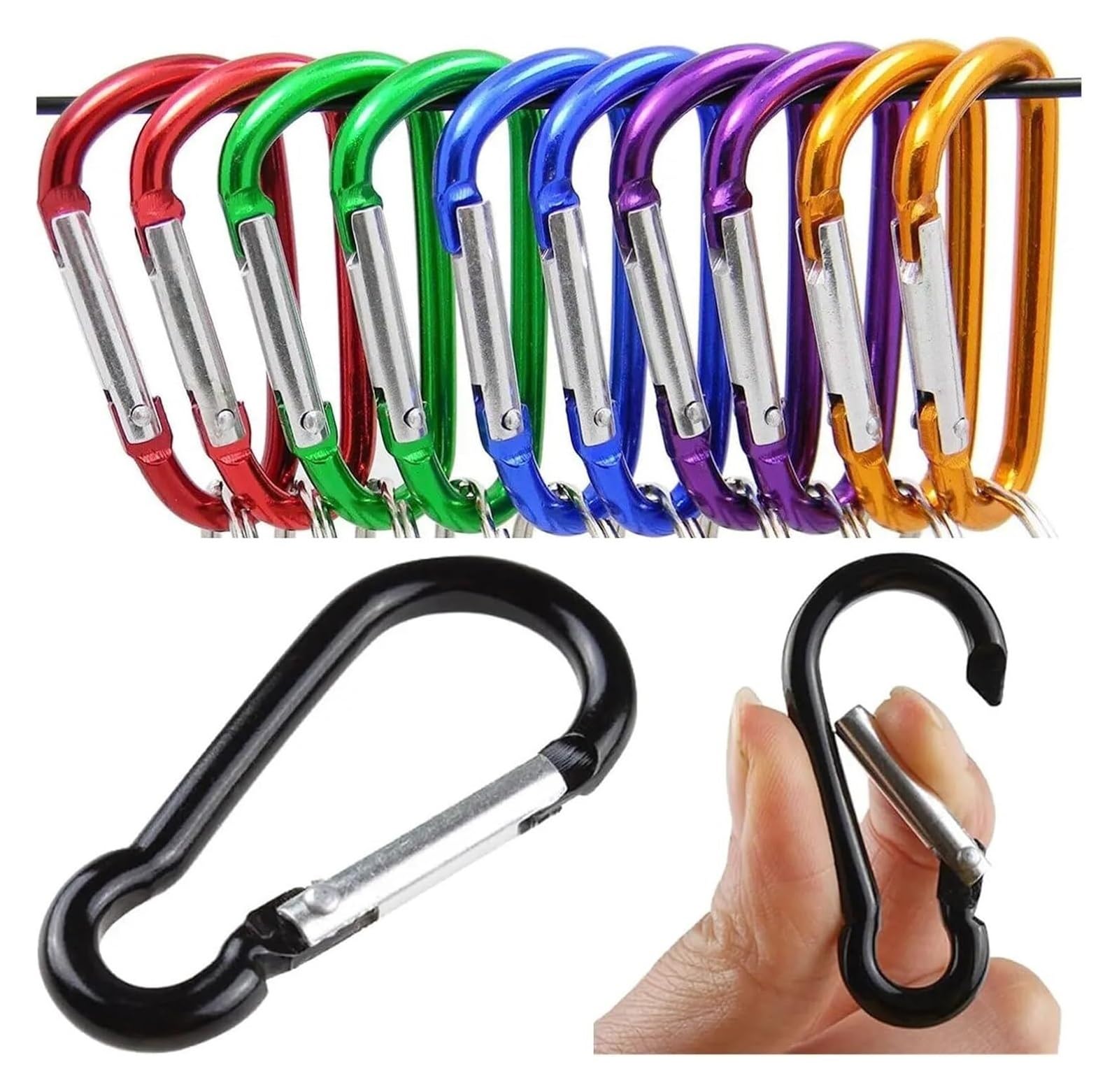 Spring Snap Hooks Connector, Multicolor Aluminum Keychain Snap Hook D-Ring Buckle(20pcs)