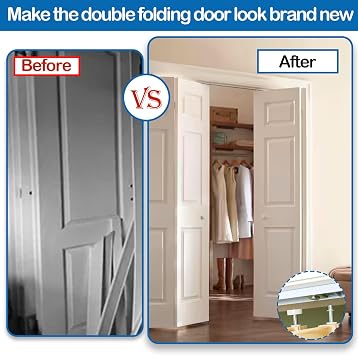 Bi Fold Door Repair Kit, 2 Pack Bi Folding Door Track Kit, Bifold Gate Hardware Repair Replacement Part with 3/8