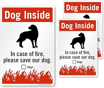 SmartSign (Pack of 3) “Dog Inside - in Case of Fire Please Save Our Dog†Pet Rescue Label Set, One 3.75