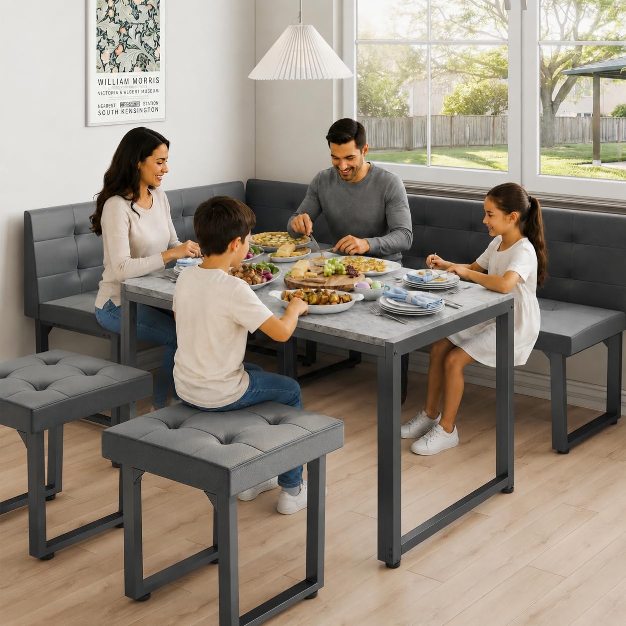 XIAO WEI 5-Piece Corner Dining Table Set