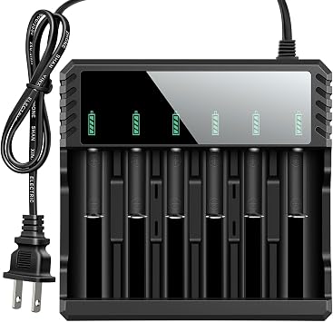 18650 Battery Charger, Smart Universal Charger Fast Charger for Rechargeable Batteries Li-ion IMR 10440 14500 16340 18500 18650 26650 3.7V