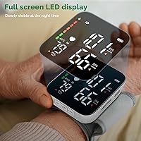 Vista 4 de Monitor de presión arterial de muñeca automático con brazalete de presión arterial de muñeca que habla, pantalla completa LED digital, máquina