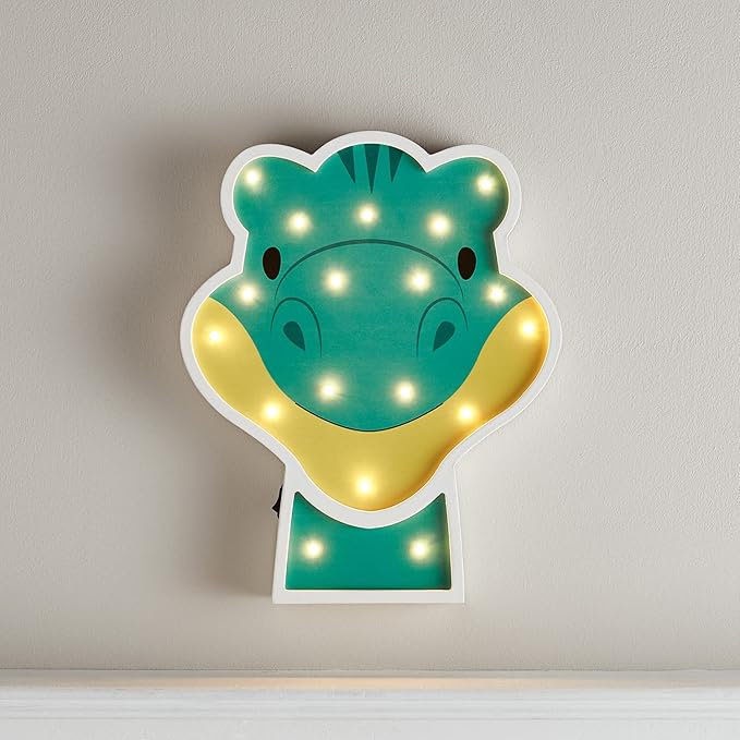 Lights4fun Lights4fun LED wandlamp Dino met timer werkt op batterijen voor kinderkamerdecoratie binnenshuis