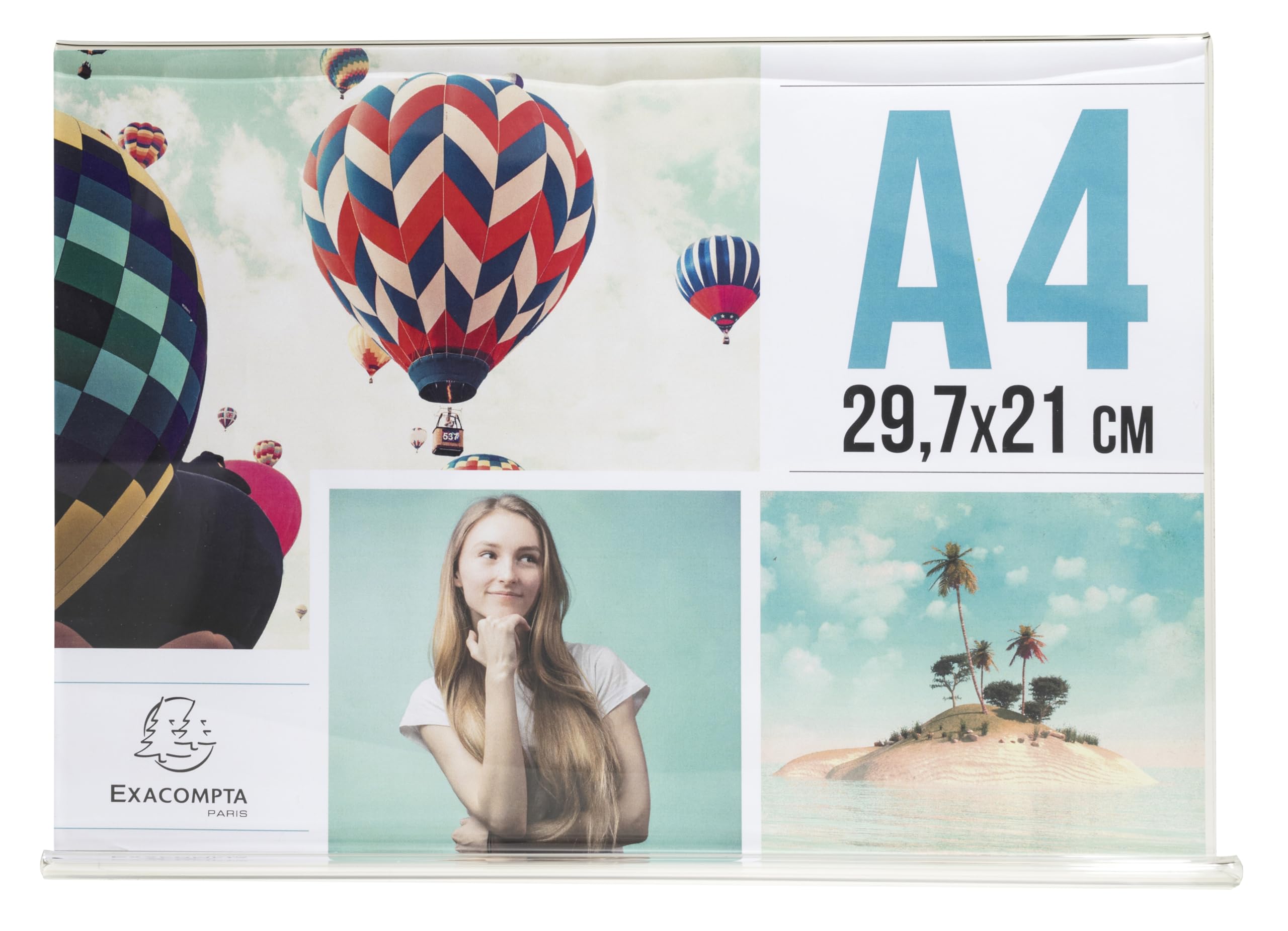 Exacompta Porte-visuels droits horizontaux A4 PMMA Cristal 30x5,5x21,5cm Carton de 10