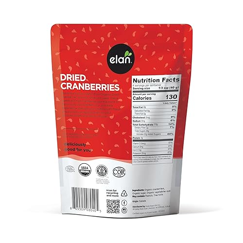 Miniatura 2 de Elan Arándanos secos orgánicos, arándanos secos enteros, sin sulfitos, sin grasa, sin OMG, vegano, sin gluten, kosher, frutas secas, aperitivos