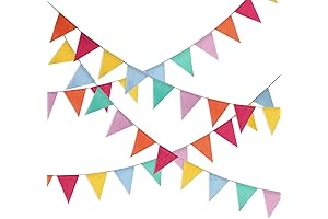 42 Pieces Garland Party Decorations, Hestya Multicolor Pennant Banner Bunting Triangle Rainbow Garland Flag