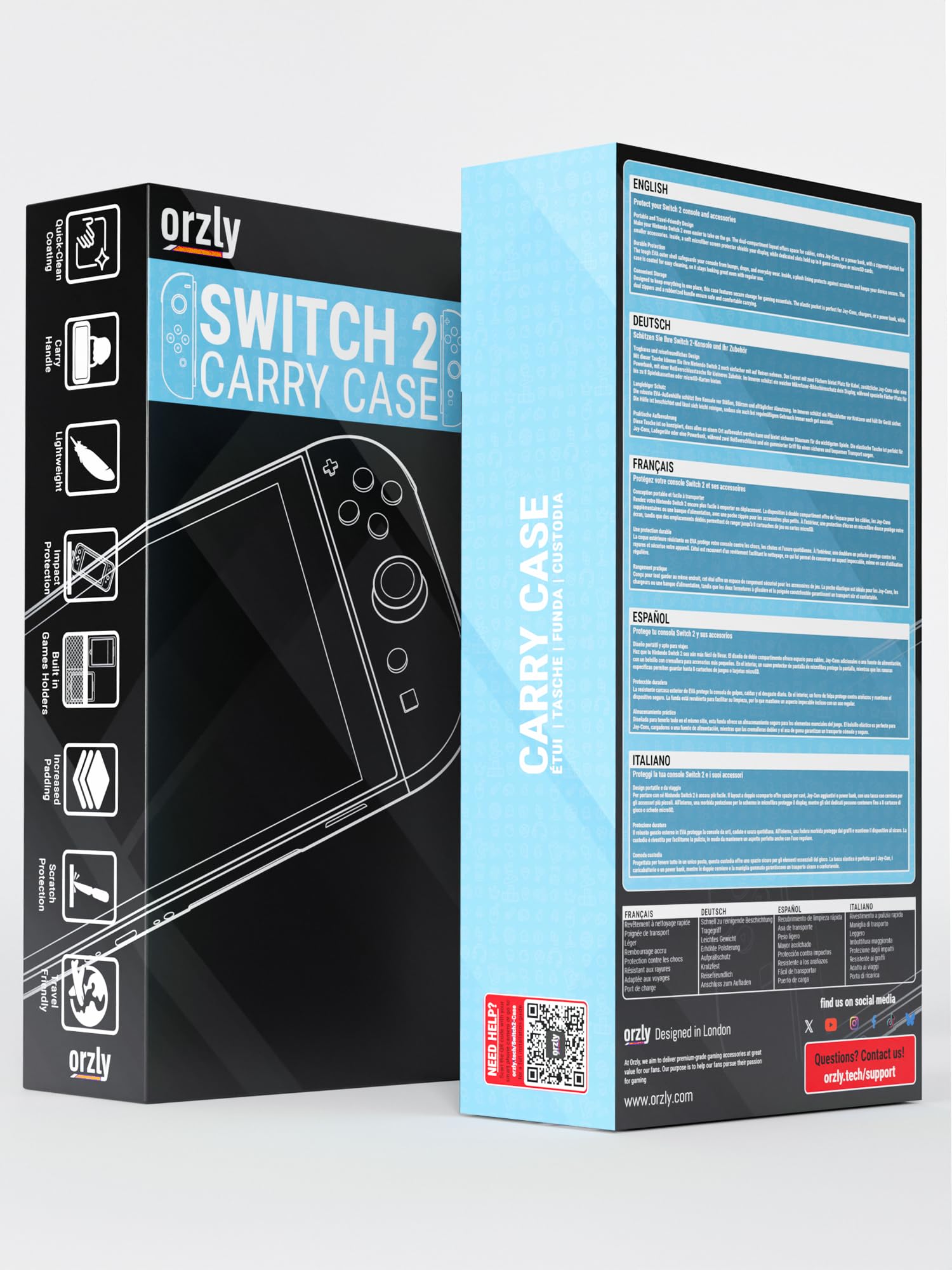 Orzly Custodia per Nintendo Switch 2, custodia protettiva da viaggio con pad per lo schermo, schede di gioco e slot MicroSD con tasche per gli accessori della console