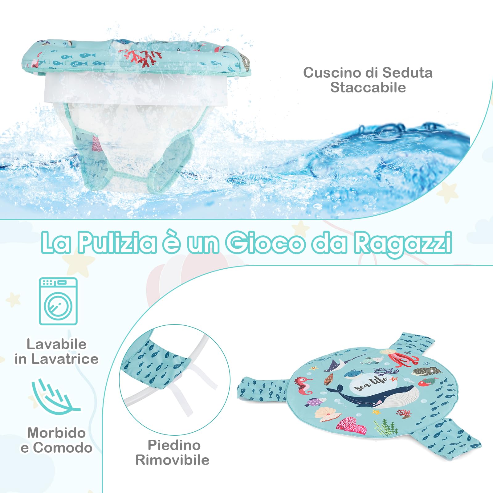 RELAX4LIFE Centro attività per Neonati, Stazione con Musica e Luci, Seduta Girevole a 360°, Altezza Regolabile, Centro attività della Foresta per Neonati/Bambini 6+ Mesi
