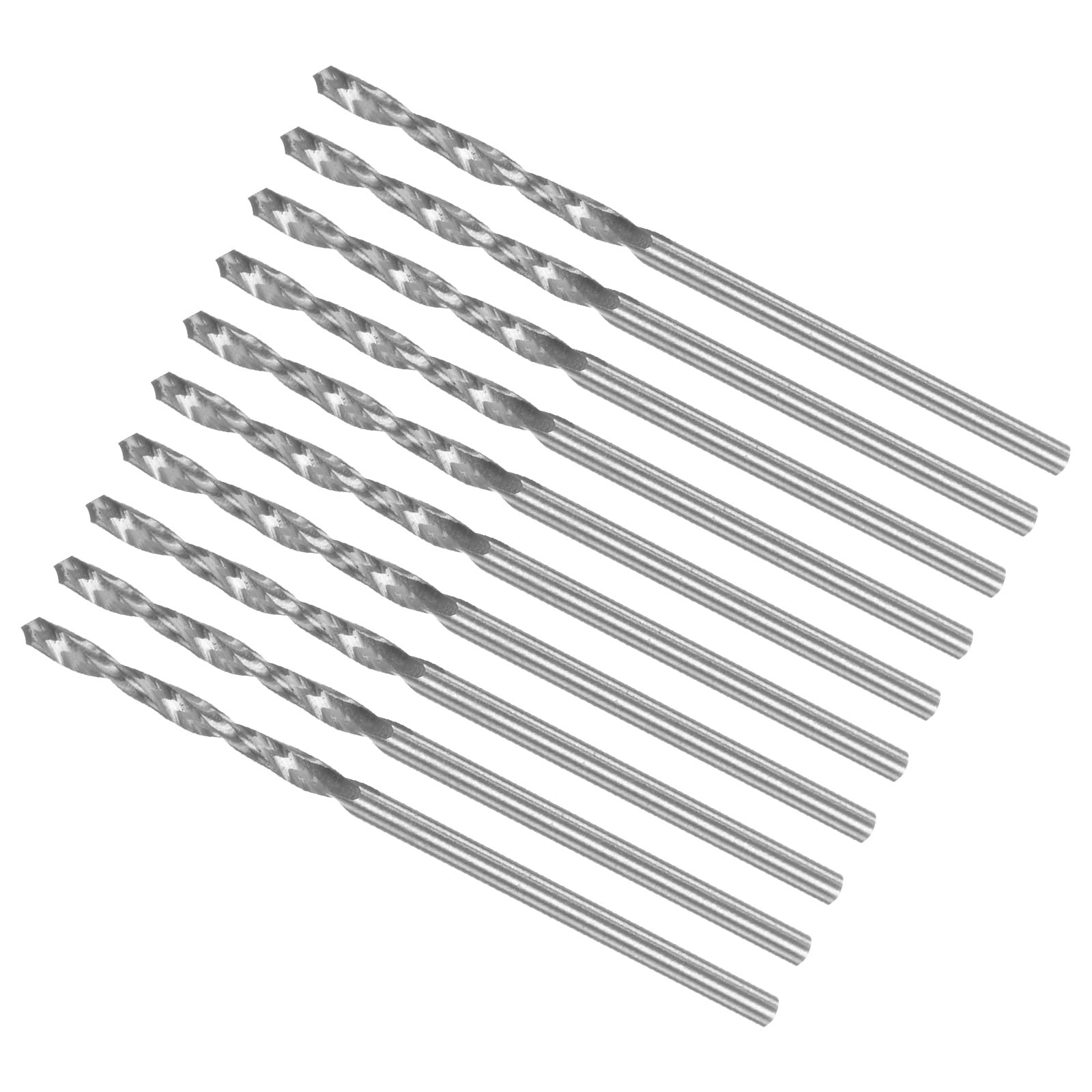 CoCud Micro Drill Bits, 1.7mm Drill Diameter 43mm Total Length, 6542 High Speed Steel Fully Ground Twist Drill Bit - (Applications: for Copper Metal Wood), 10-Pieces