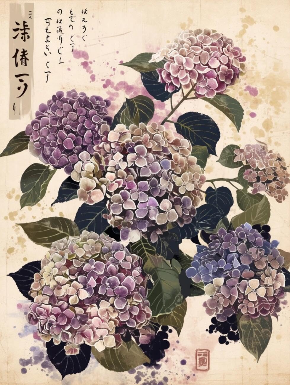 Rqwybcaxn Bead Embroidery Kits Watercolor Hydrangea 40x50cm