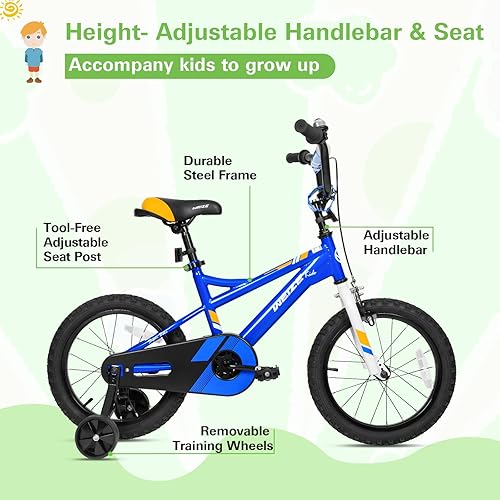 Miniatura 2 de WEIZE Kids Bike, 14 16 20Inch Children Bicycle for Boys Girls Ages 3-12 Years Old, Rider Height 35-62 Inch, Coaster Brake, Multiple Color Options