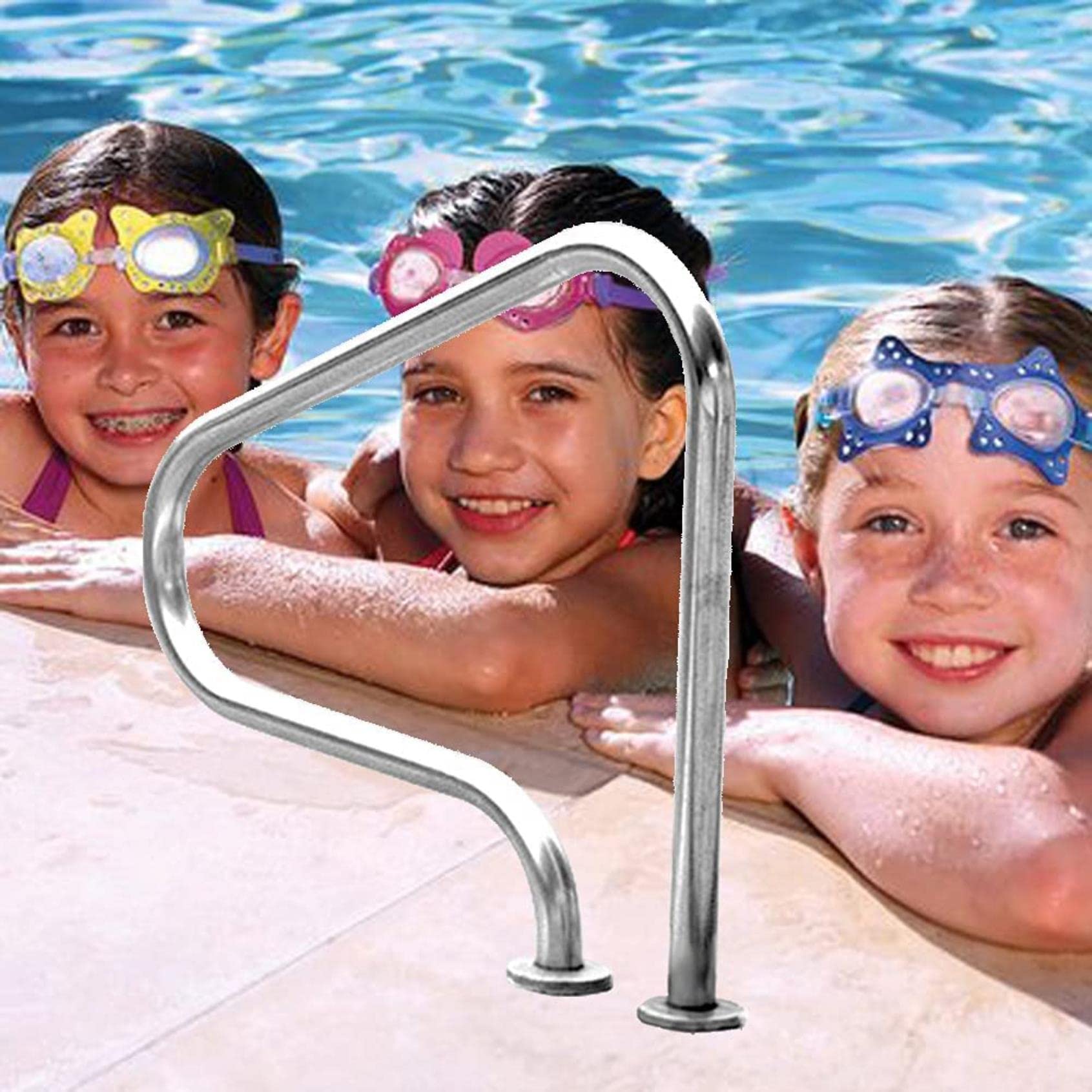 Barandilla de Seguridad para Piscinas, barandilla Curva para SPA, Fabricada en Acero Inoxidable 304 Plateado, fácil de Instalar, Apta para entradas de Piscina empotradas (Altura: 80 cm/31,5