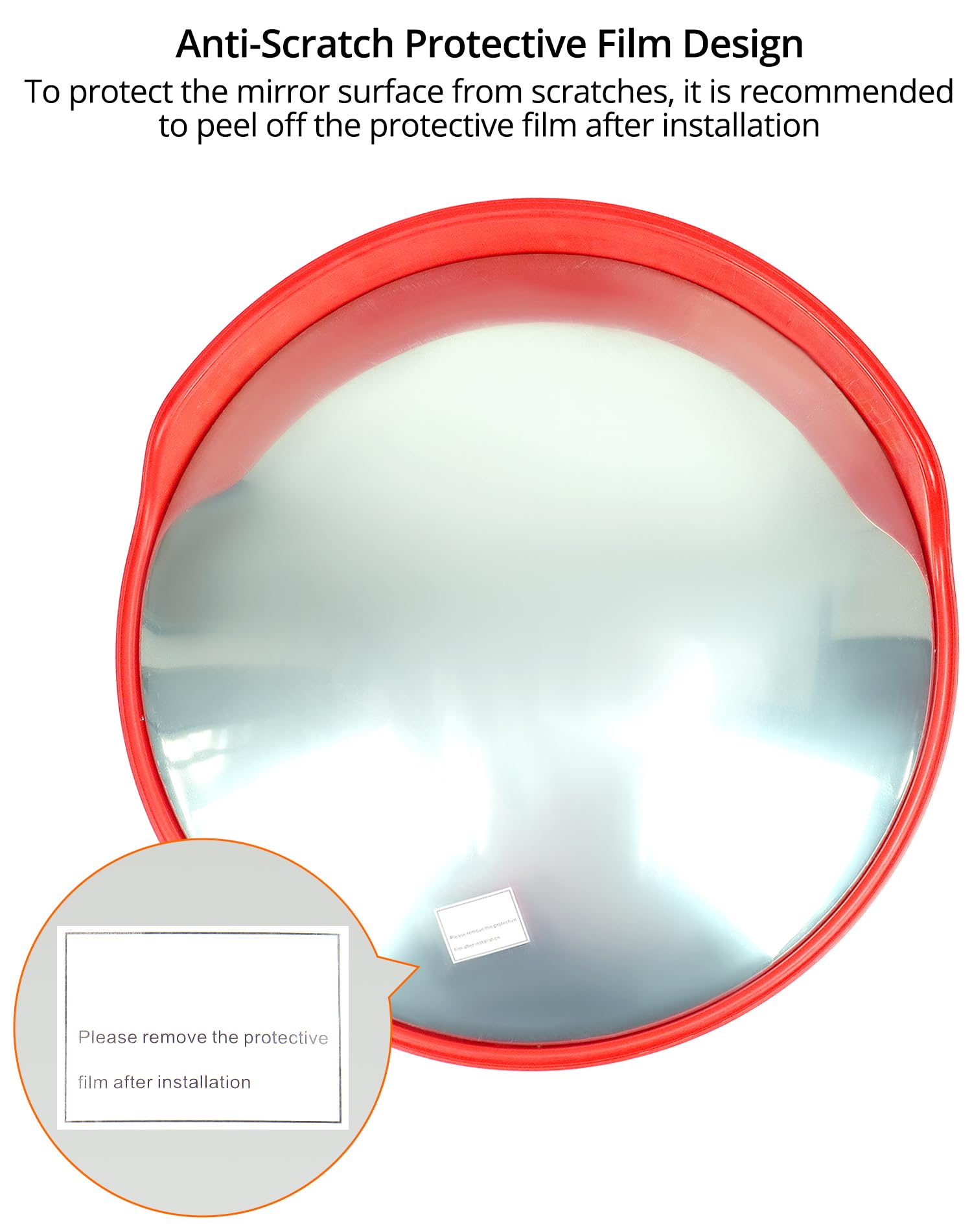 QWORK® Espejo Convexo Espejo de tráfico Espejo de Seguridad para Entradas, Almacenes, Garajes, Ø60 cm Curvatura de 270°, Incluye Accesorios de Montaje