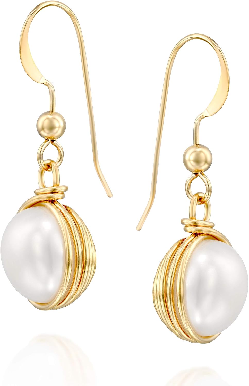 Stera Jewelry 14k Gold Filled Hand Wrapped 8mm or 10mm Cultured Pearl Earrings Weddings jewelry and Bridesmaid Gifts