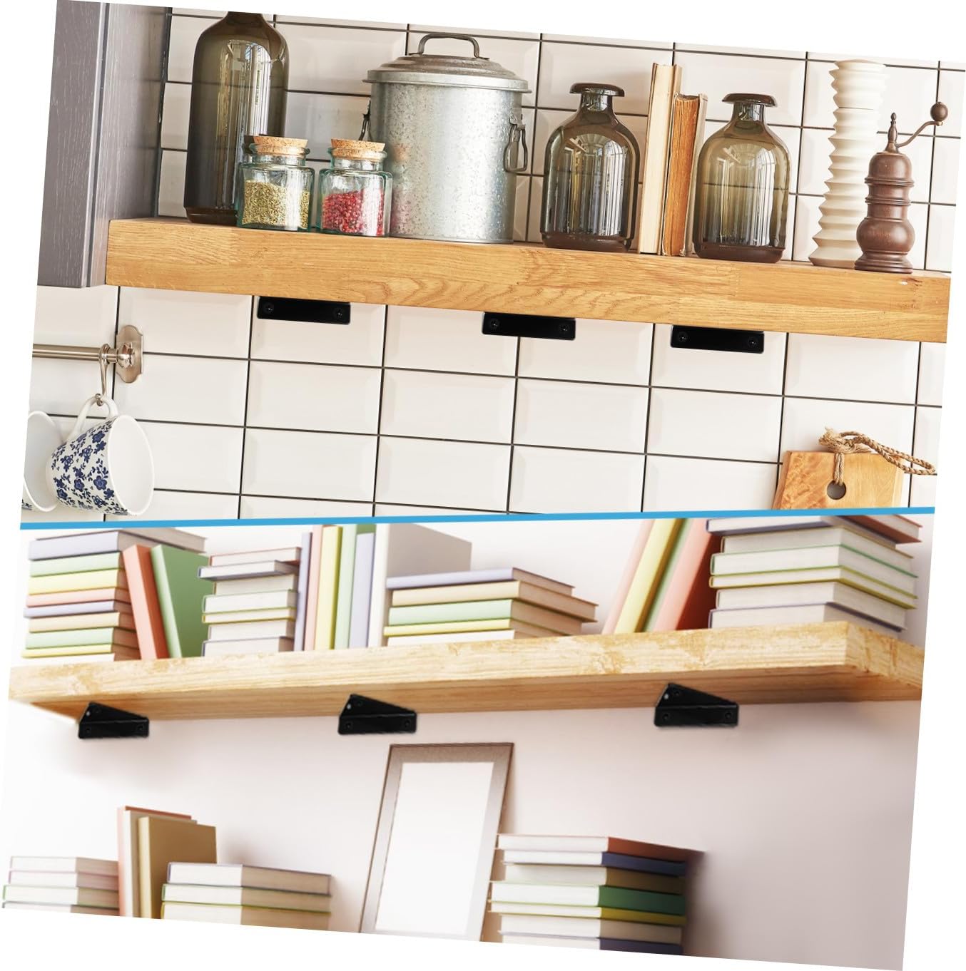 6Pcs Iron Triangle Floating Shelf Brackets Hidden Wall Mount Metal Supports for Stable and Space-Saving Shelves Brackets for Floating Shelf Installation