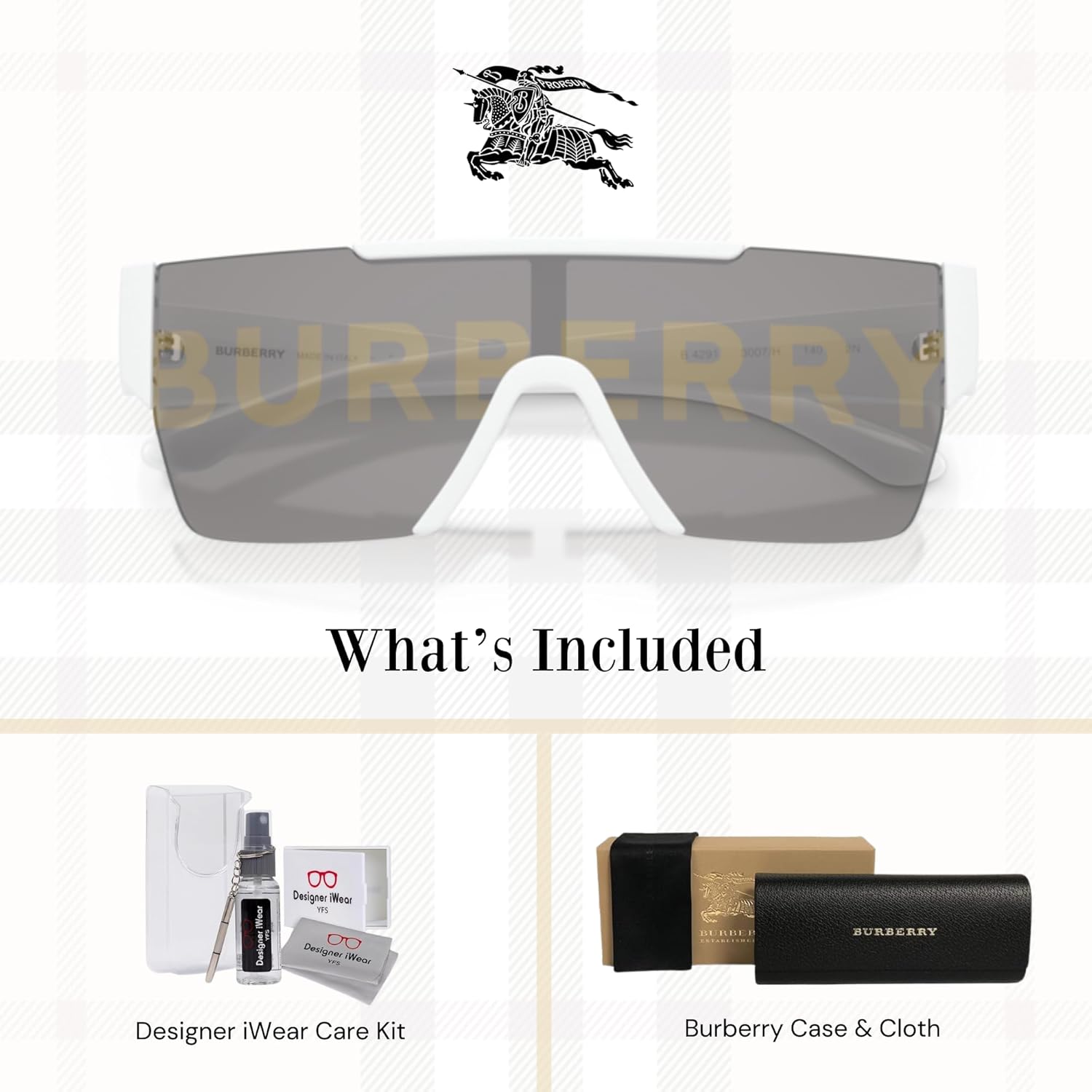 BURBERRY BE4291 Rectangle Sunglasses for Men + BUNDLE with Designer iWear Eyewear Kit - Image 2