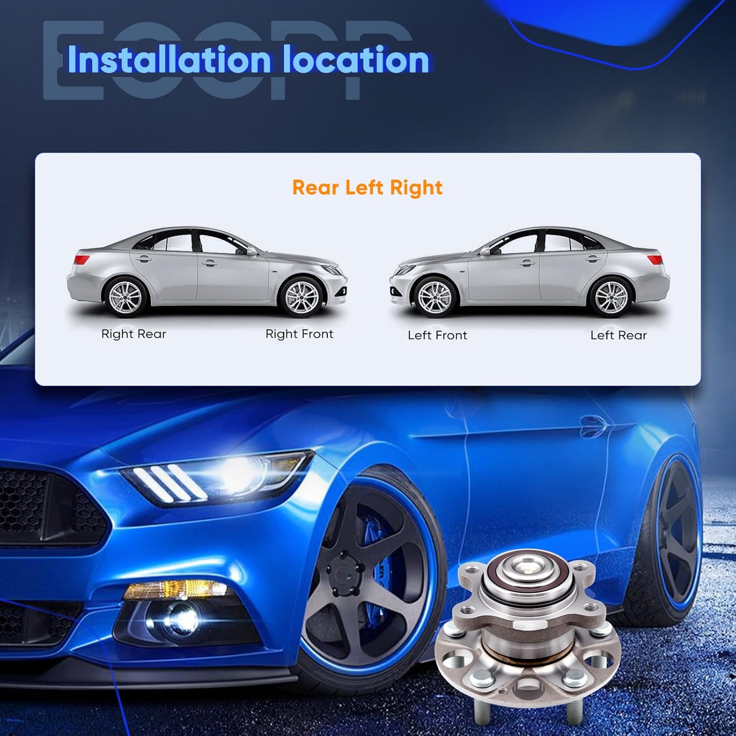 ECCPP Wheel Hub and Bearing Assembly Rear 512322 fit for Chrysler 200 2011-2014, for Chrysler Sebring 2007-2010, for Do 5 Lugs Wheel Bearing Hubs with ABS 2pcs