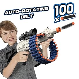 Electric Automatic Toy, JakMean Toy Blaster with 30 Dart Clips and 100 Foam Darts, Outdoor Shooting Games Toys for 6-12 Year Old Boys & Girls Adults, Gifts for Birthday Xmas (J3A)