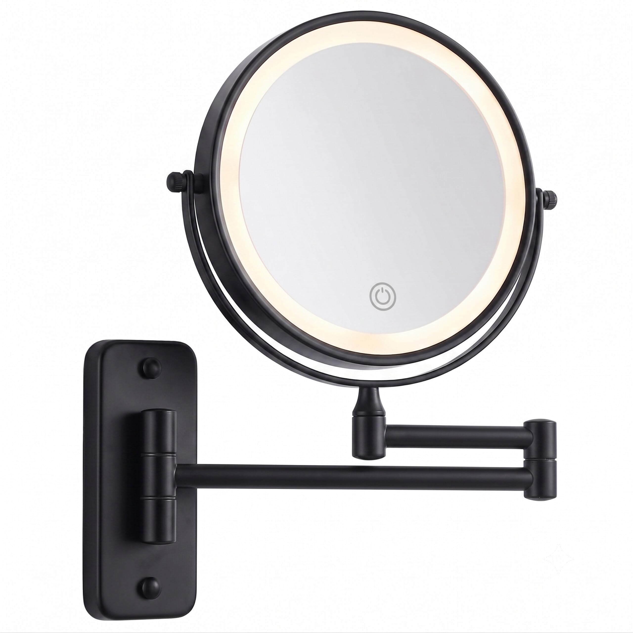 Relaxdays Miroir de Maquillage LED, Bras Mural & USB, 1x/10x, Salle de Bain