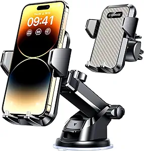 VANMASS Universal Car Phone Mount,Patent & Safety Certs Upgraded Handsfree Dashboard Stand, Phone Holder for Car Windshield Vent, Compatible iPhone 14 13 12 11 Pro Max Xs XR X, Galaxy (Off-White)