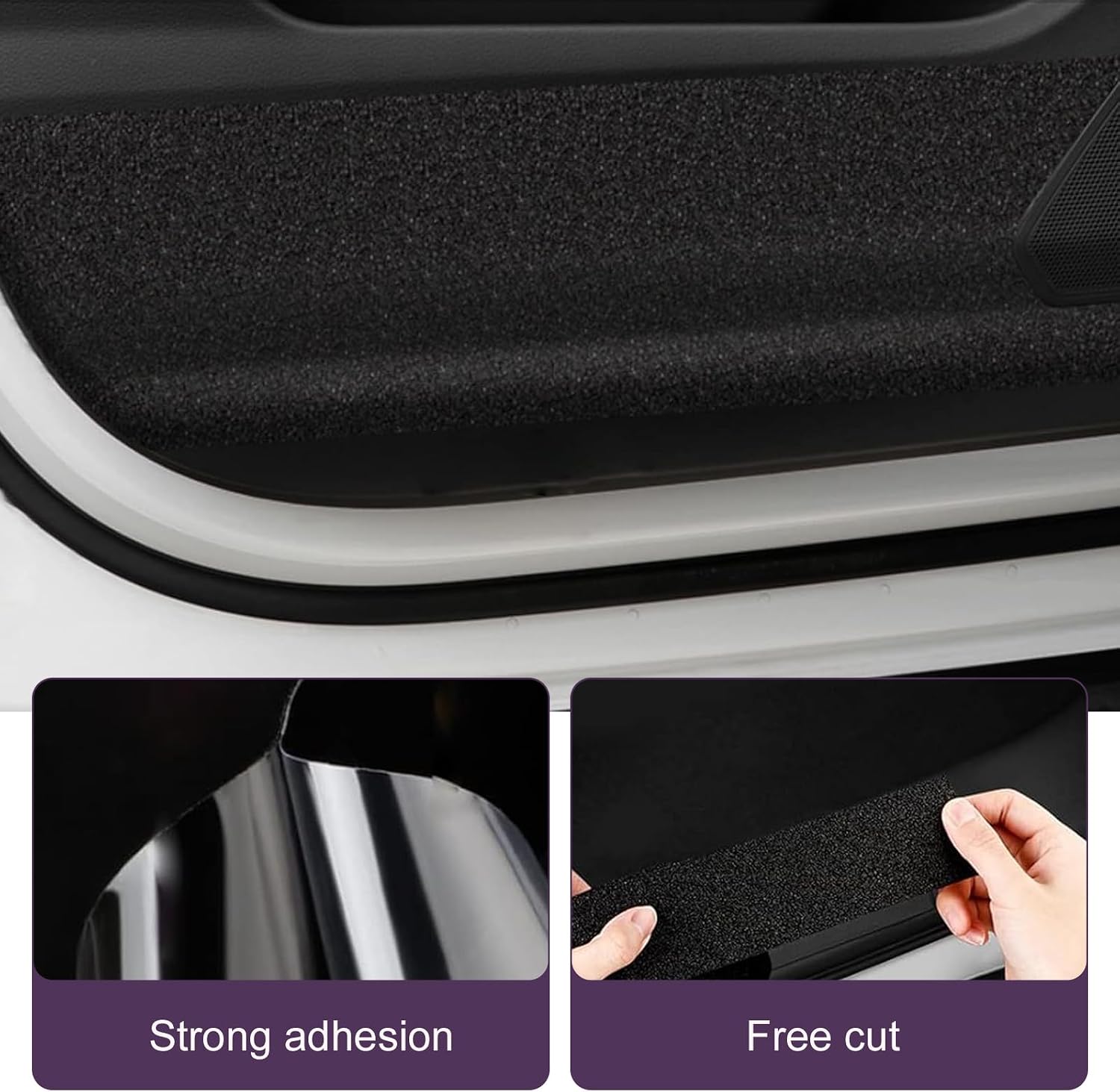 Car Door Edge Guards, 2.76" x 16.4Ft Anti-Slip Door Sill Protector, Cuttable Anti-Scratch Threshold Guard Tape, Universal Vehicle Door Steps Protection Trim (Black)