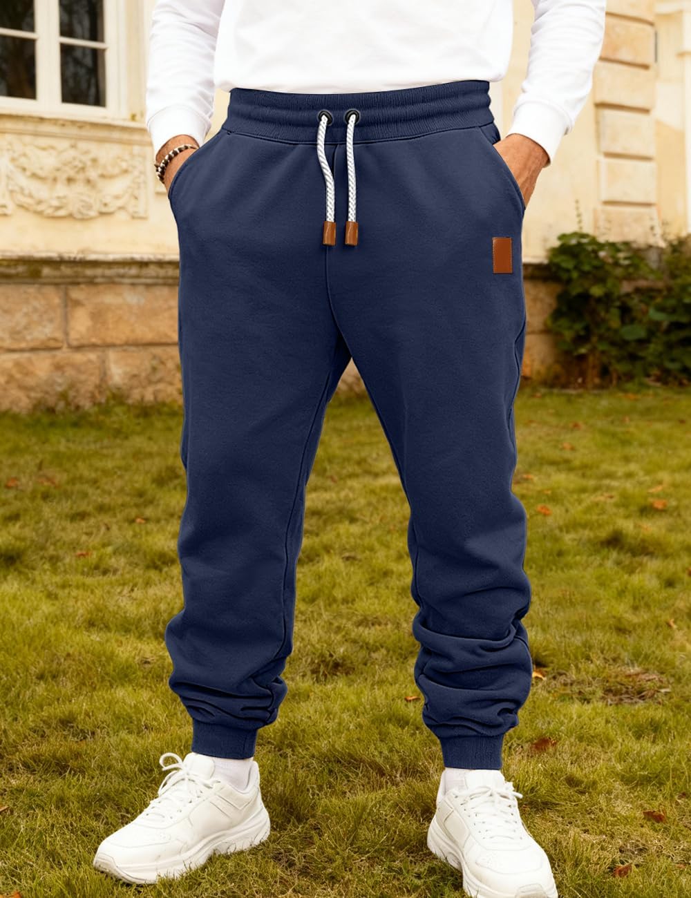 Mens Drawstring Sweatpants with Pockets Athletic Jogger Pants Cargo Sweatpant Winter Fleece Athletic Trousers - Image 5