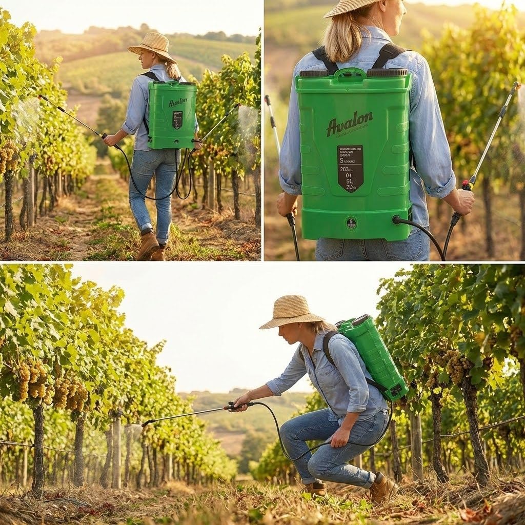 Avalon - Pulverizador de Mochila a Presión de 2 Lanzas con Batería Recargable, Tanque 16L, Lanzas INOX, Verde