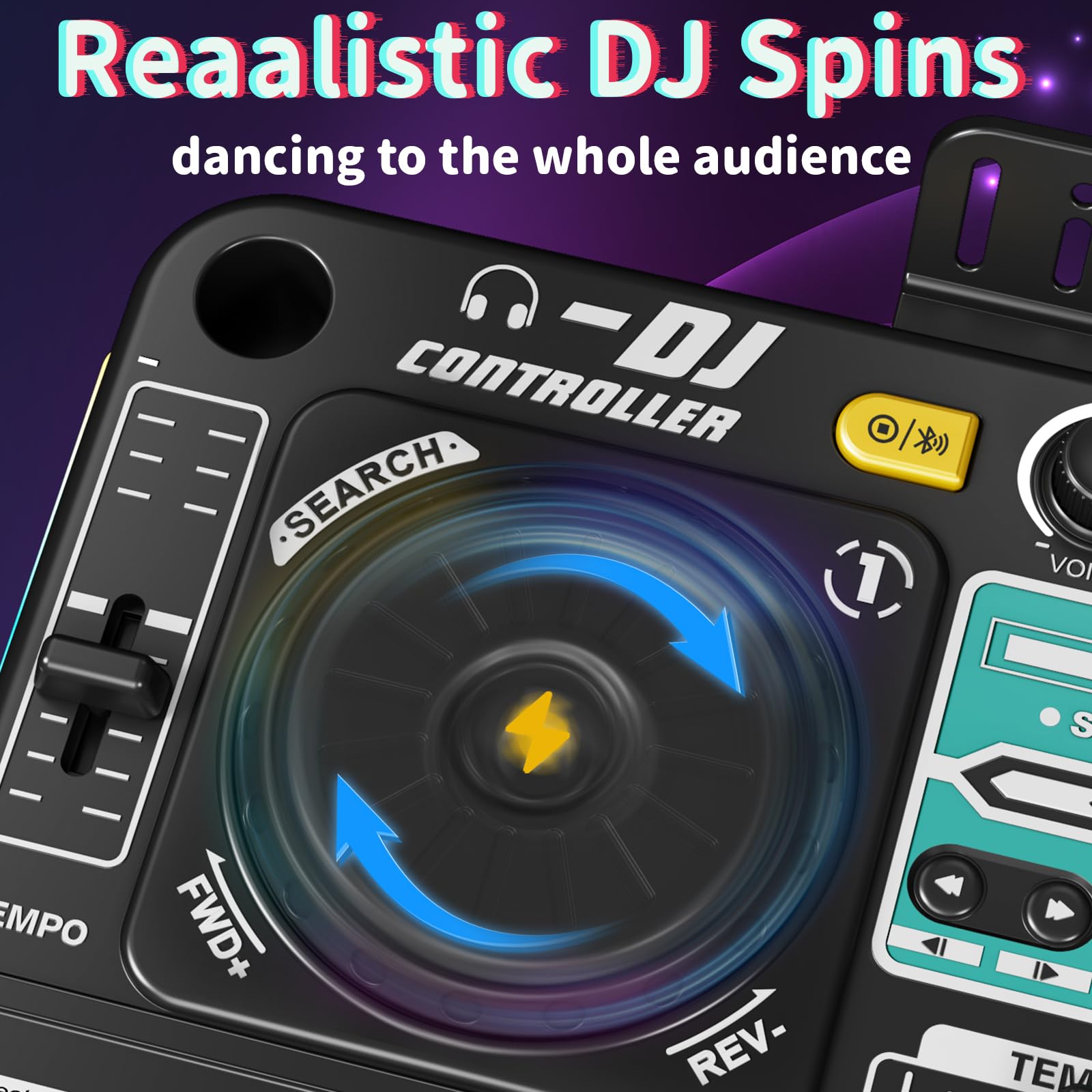 Juego de controlador de tablero mezclador de DJ para niños con tocadiscos, teclas de piano, micrófono y Bluetooth, juguete de instrumento musical para niños pequeños, bebés y niños y niñas de 3 a 8 4