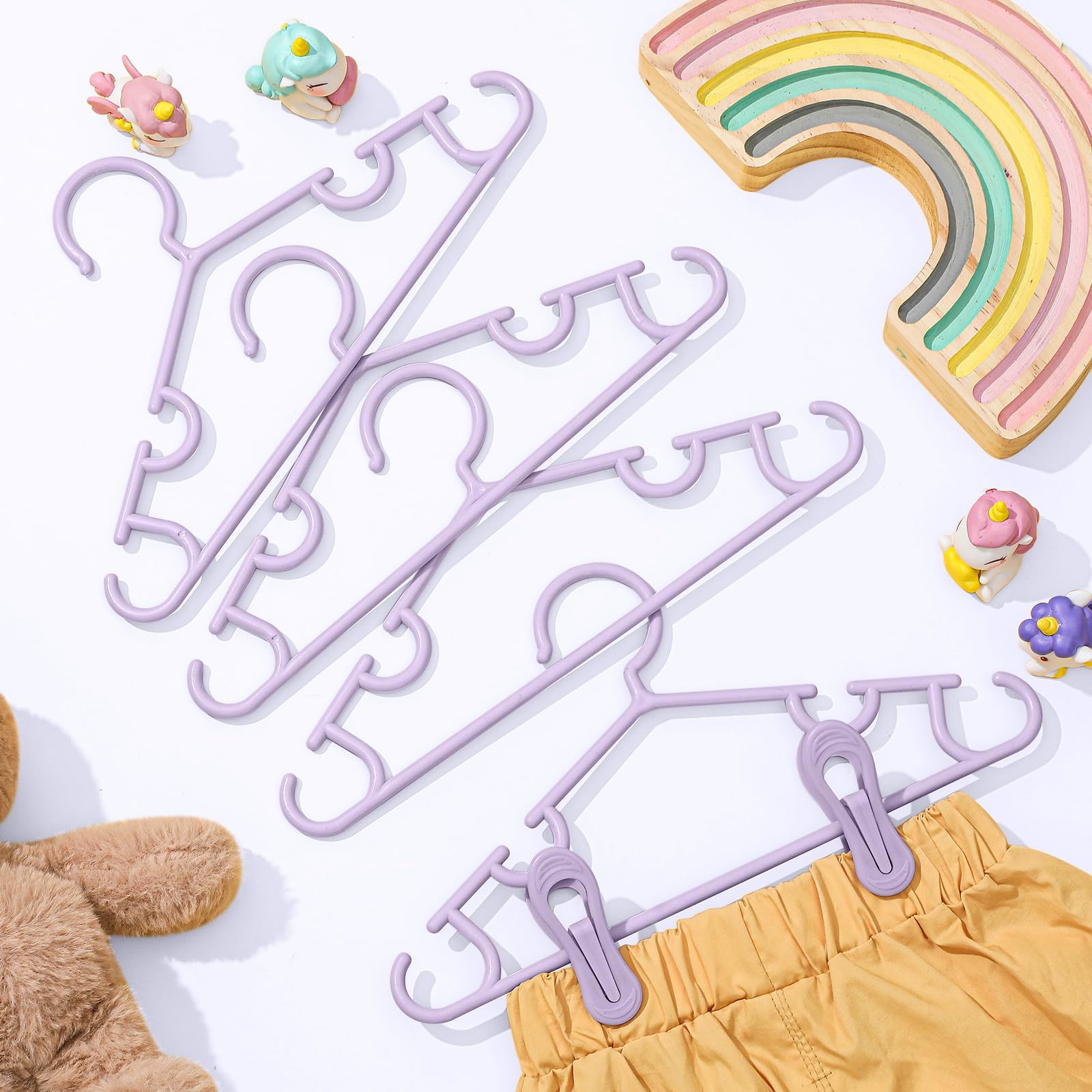 Hsei Lot de 120 cintres pour bébé avec clips pour pantalons, placards, jupes, chaussettes (violet)