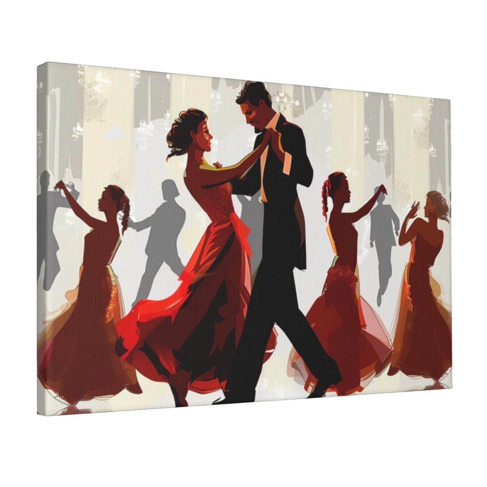 YKLJG Ballroom Dance Printed Wall Art Canvas Prints 45x30 CM Wooden Framed Picture Painting Artwork for Bedroom Kitchen Home Office Decor