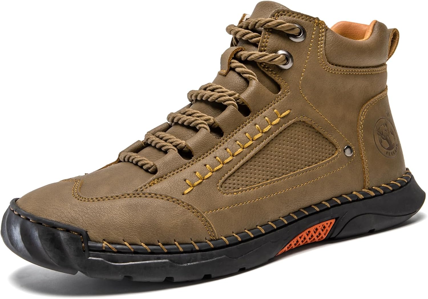 FLYLAND Mens Casual Leather Fashion Sneakers Ankle Chukka Boots Handmade Lightweight Loafers Mid Top Walking Driving Shoes