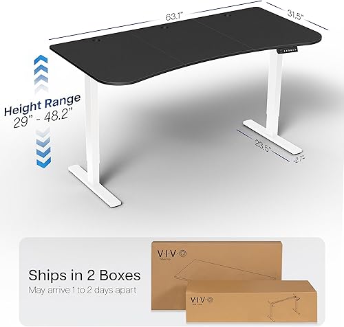 Vista 433 de VIVO DESK-KIT-1W6G - Escritorio eléctrico de pie de 60 x 24 pulgadas, ajuste de altura de memoria, serie 1B, parte superior de nogal oscuro de una