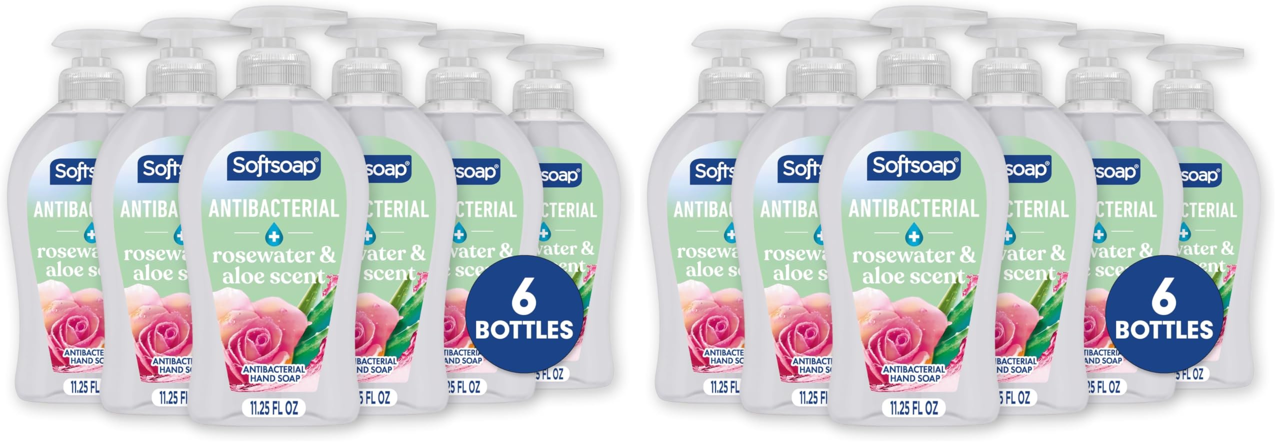 Softsoap Antibacterial Liquid Hand Soap,Sensitive Rosewater and Aloe scent Hand Soap,11.25 Fl Oz,(Pack of 12)