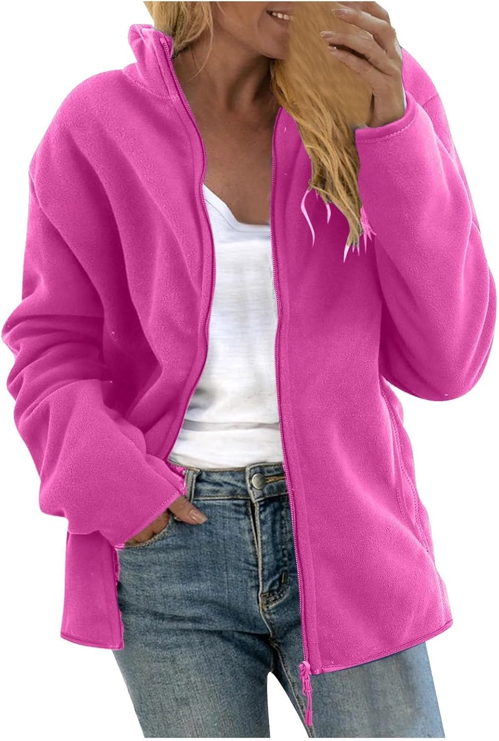Veste Polaire Femme Chanpning Avec Capuche - Sweat-shirt Zippé Chaud, Manches Longues, Grande Taille, Coupe Ample
