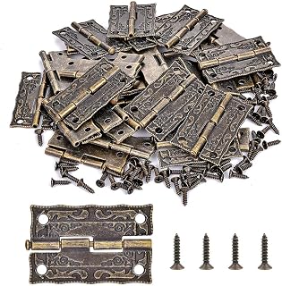 PGMJ 40 Pieces Antique Decorative Hinges Bronze Engraving Design Box Hinges Jewelry Box Hardware for Vintage Wooden Cases,Cabinets, Gift Boxes, Toolbox,Jewelry Boxes, Wine Boxes