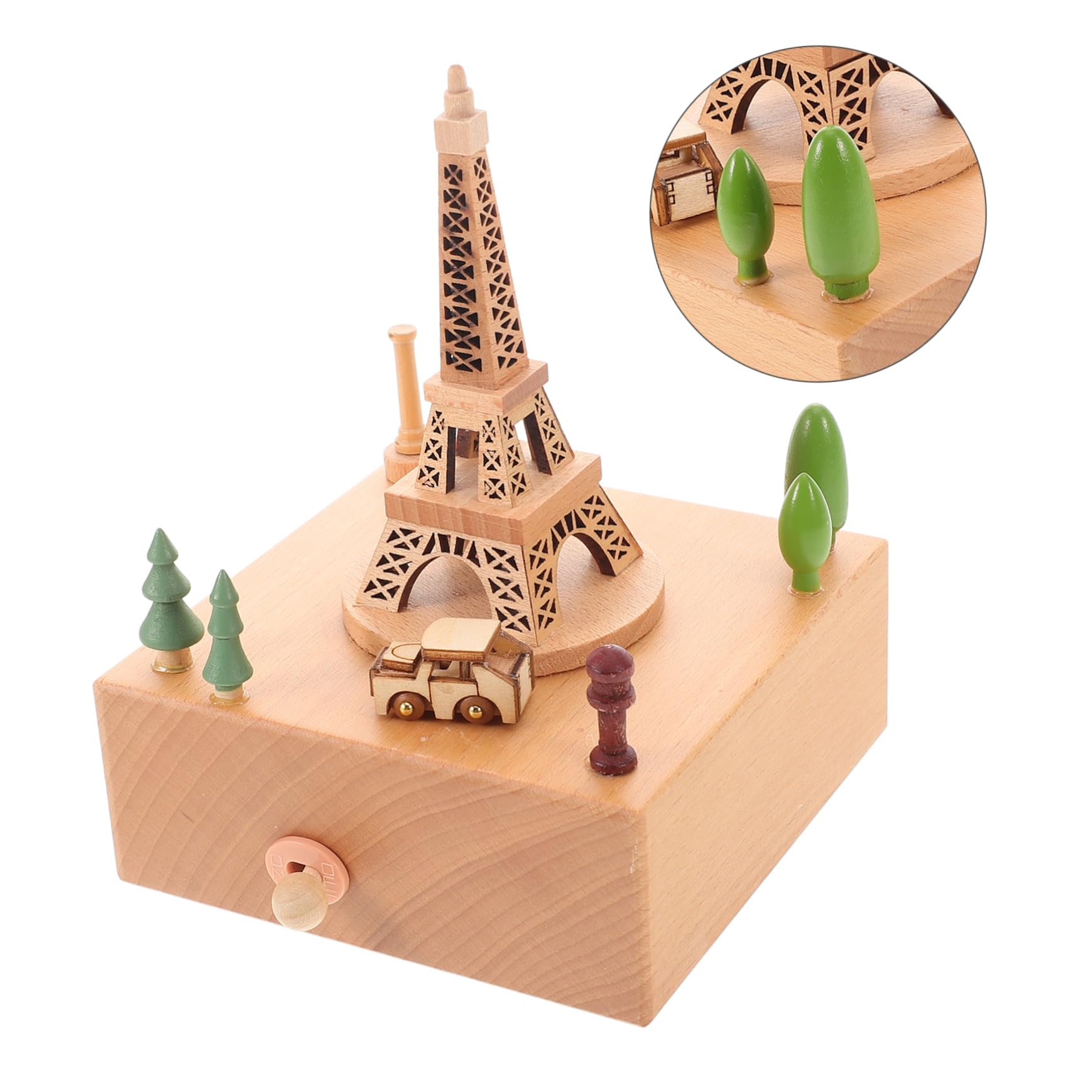 ULTECHNOVO Caja de Música de Madera con Mecanismo de Cuerda Torre Eiffel para Decoración de Aniversarios Navidad Cumpleaños y Fiestas Cajita Musical para Niñas