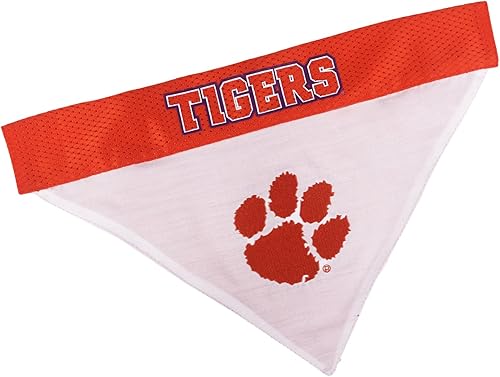 Pets First Accesorios universitarios para mascotas, bandana reversible, Clemson Tigers, LXL