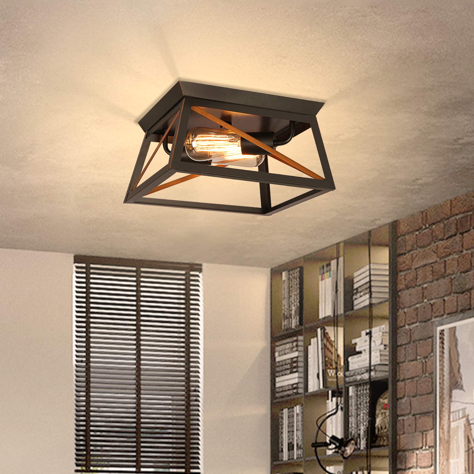 Buy Flush Ceiling Light Fixture, Boncoo Industrial 2Light Semi Flush