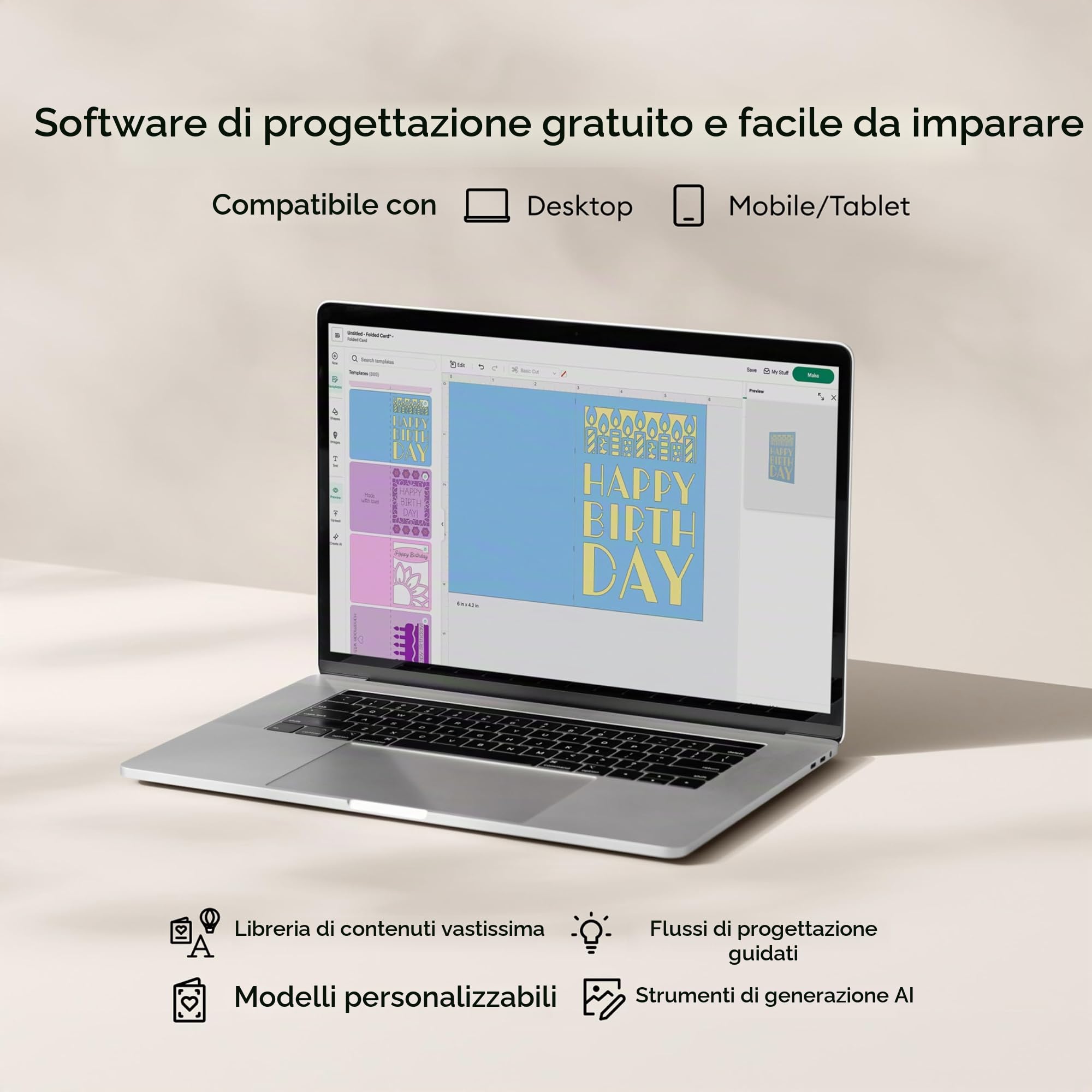 Cricut Maker 4 - Smart Cutting Machine (Seashell) | Pacchetto di contenuti digitali - Include immagini nell'app Design Space