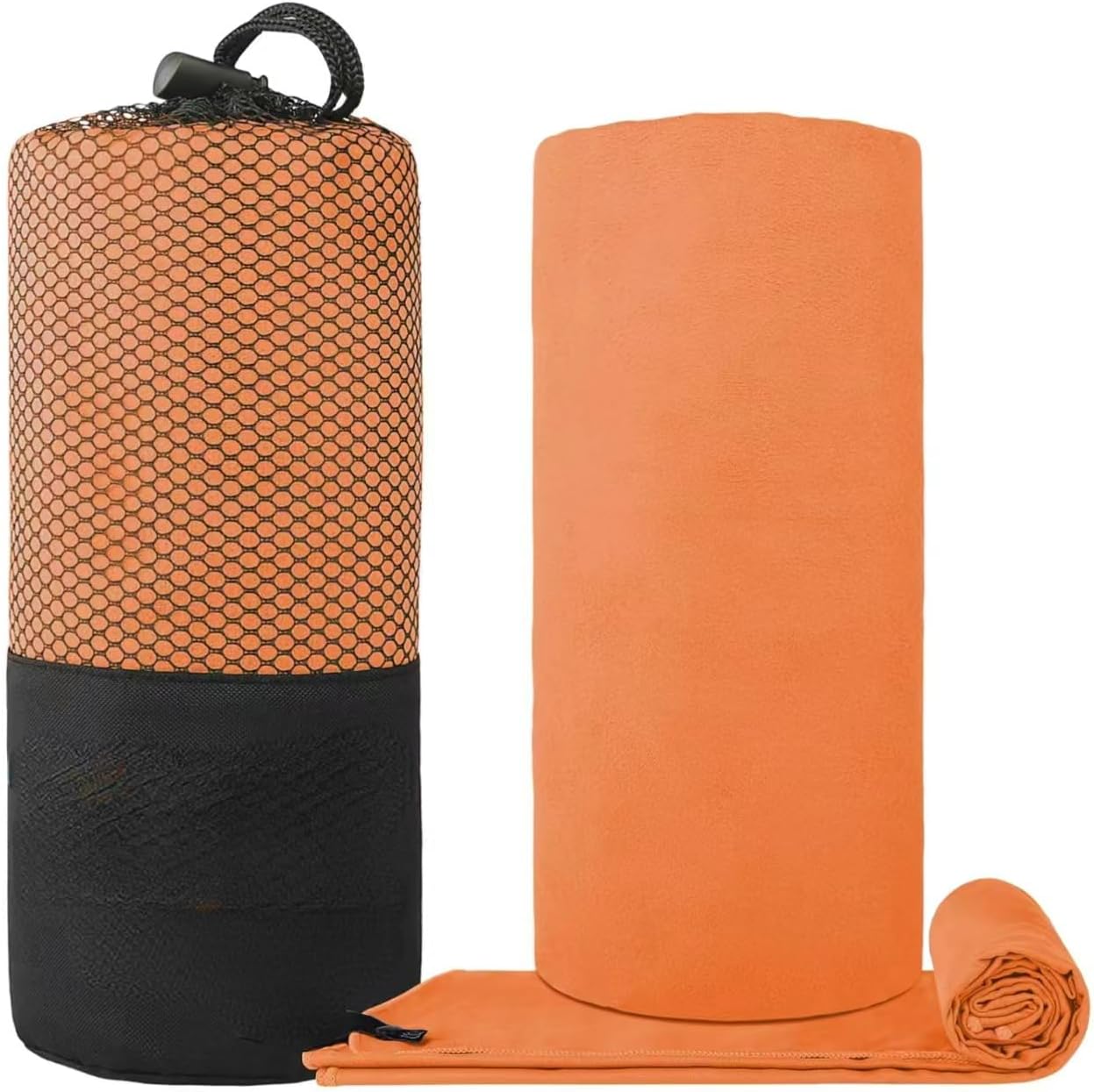 Double Sided Fleece Quick Dry Towel, Microfiber, Portable Yoga Swimming Sports Fitness Towel (Orange,50×110CM)