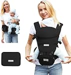 FRUITEAM 6-in-1 Porte-bébés avec tabouret de taille / siège pour l'allaitement, une taille convient à tous - Adapter aux nouveau-nés, aux nourrissons & Tout-petit (Gris foncé)