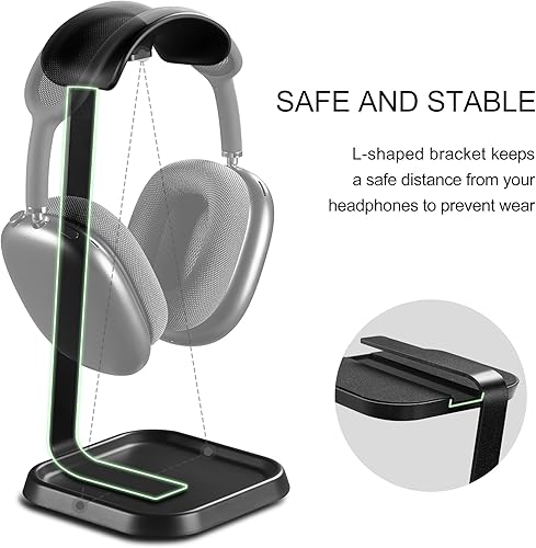 Miniatura 3 de Soporte para auriculares, soporte curvo para auriculares con bandeja de almacenamiento, soporte de auriculares para juegos para AirPods Max, AirPods