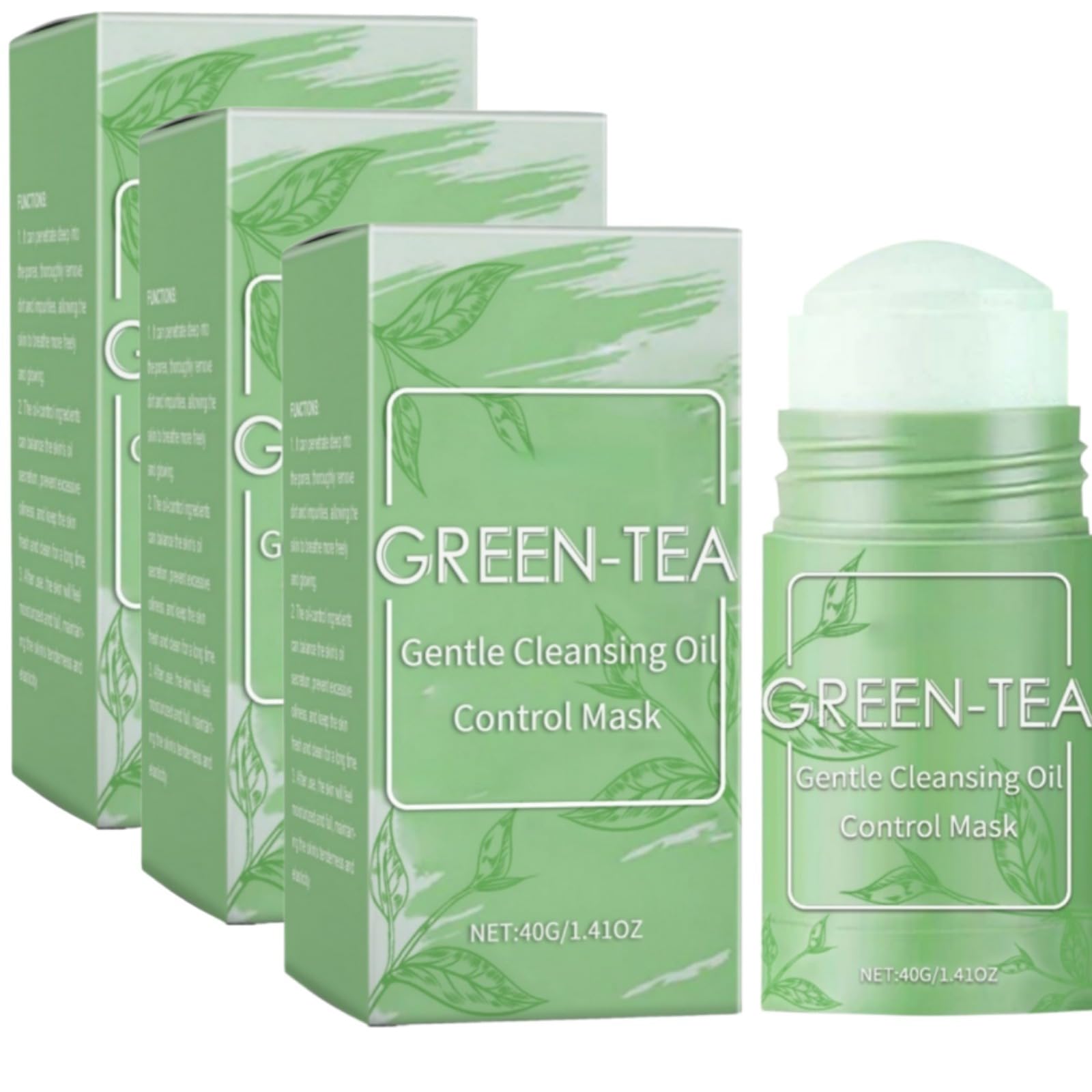 Masque Visage Thé Vert Nettoyant En Profondeur, Rétrécit les pores - Élimine l'acné - Masque fin et solide - Soin du visage - Équilibre le ton de la peau - Thé vertMasque au thé vert en stick purifian