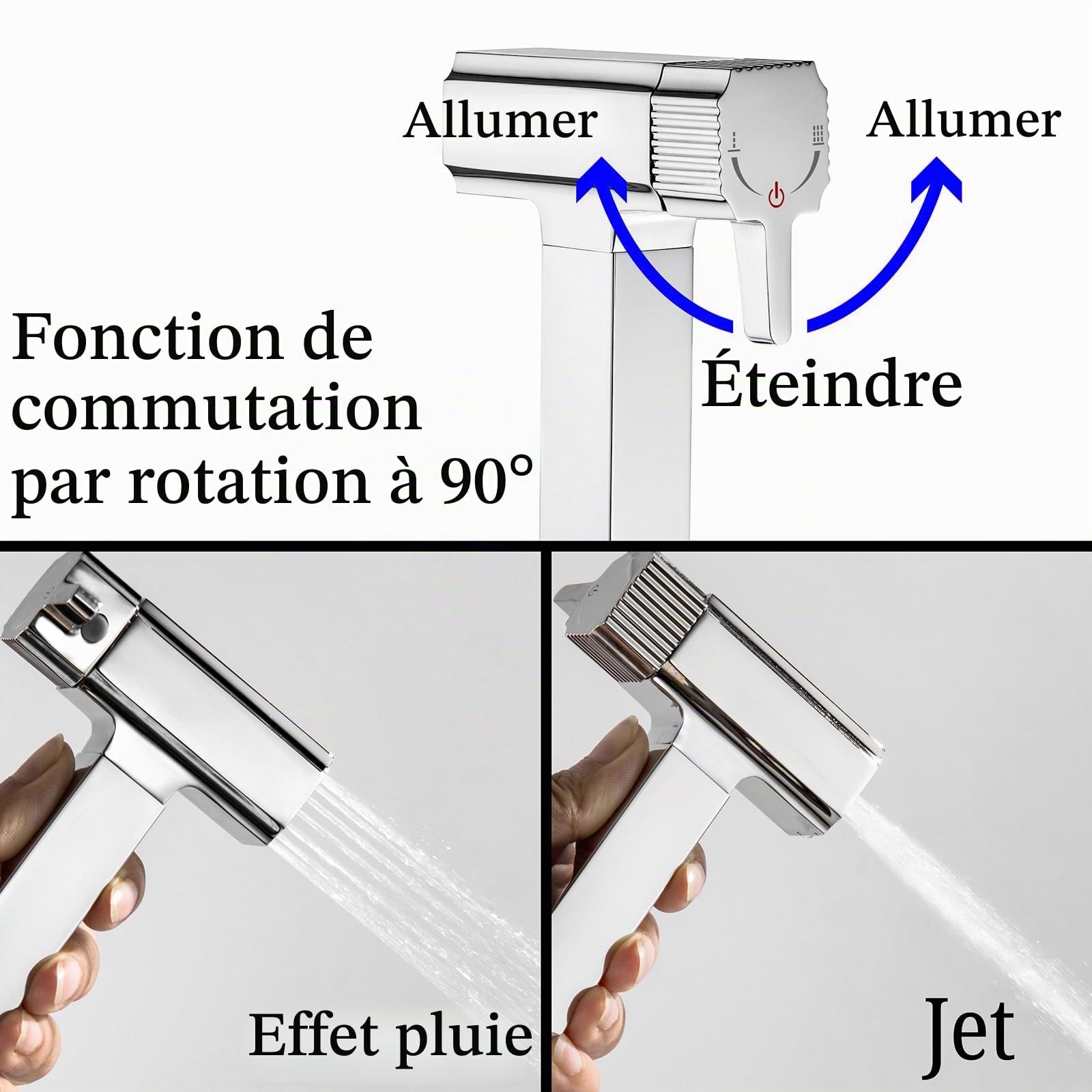 Pulvérisateur De Bidet À Main Pour Toilettes Double Mode (Jet/Soft), Chrome | Montage Mural En Laiton, Douchette À Main Bidet Douchette WC Pour Couches Lavables Pour Bébé, Tuyau De 1,5 M