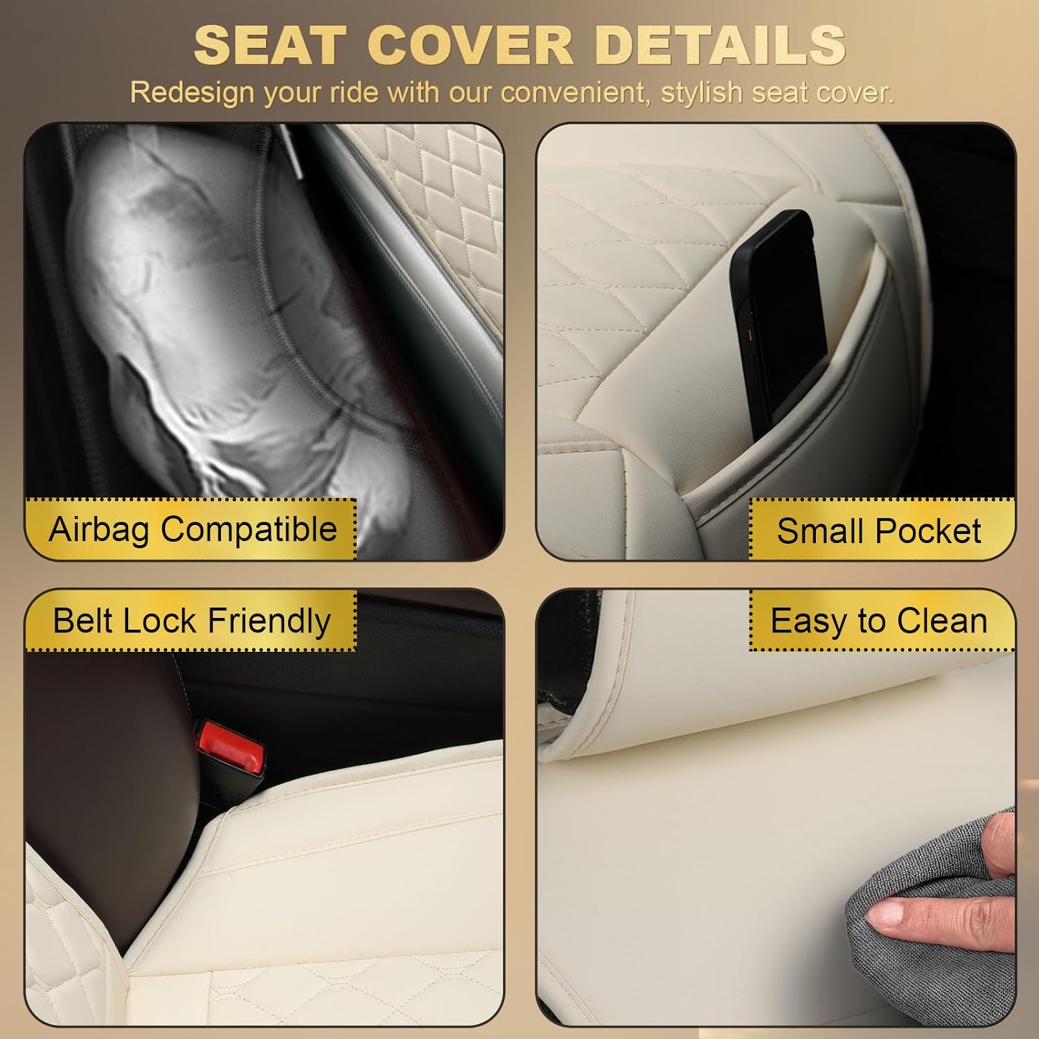 Front Car Seat Covers for Toyota,Leather Waterproof Seat Protector Custom Fit Toyota Tacoma Rav4 Corolla Camry Tundra Venza Corolla Cross,2 Pack,Off-White