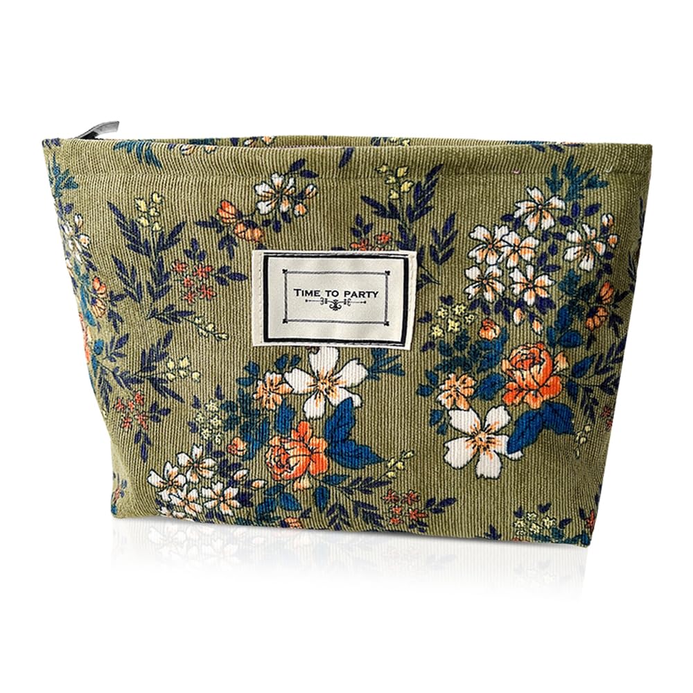Ceihwa Flores Neceser Mujer Maquillaje Pequeño Pouch Makeup Bag Small Pequeña Bolsa de Cosméticos Cremallera Bolso Neceser Cosmeticos Pana Mini Neceseres de Viaje Bolsa de Maquillaje Cosmetic Bag