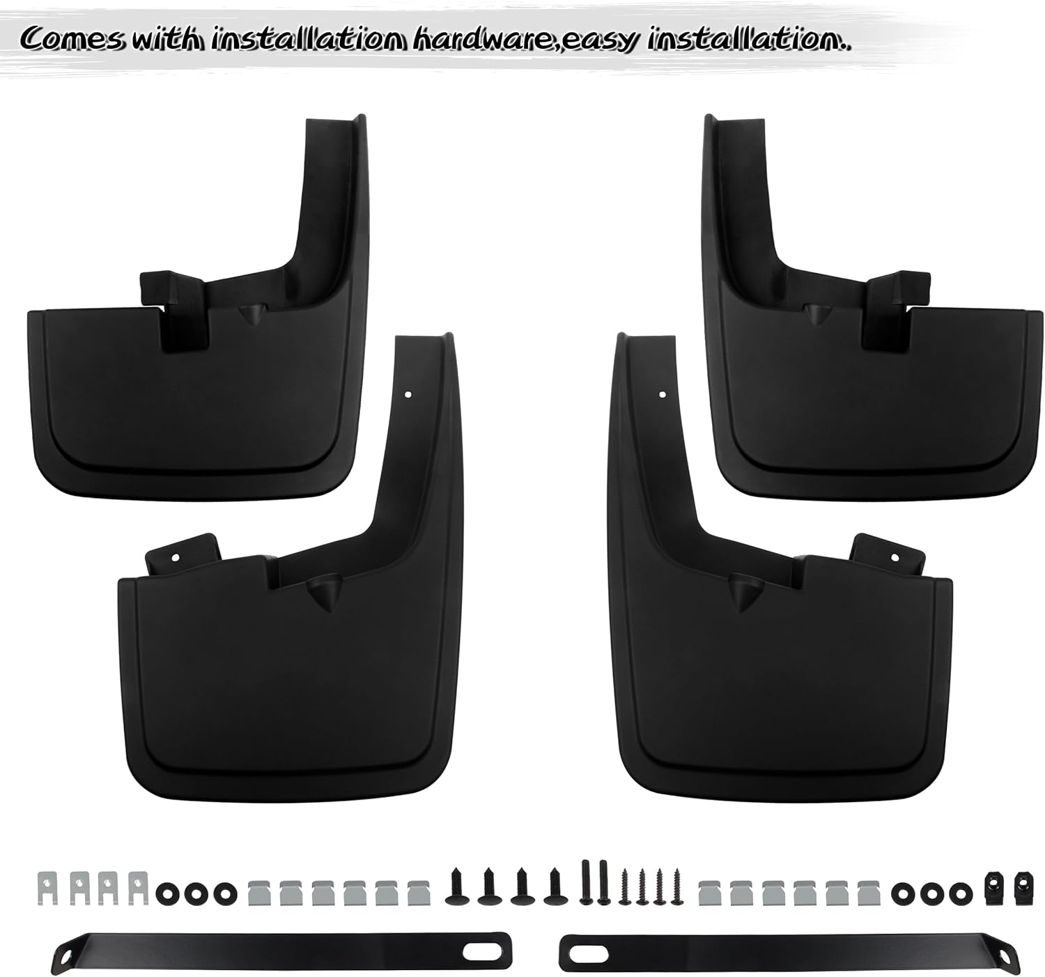 4PCS Mud Flaps Splash Guards Compatible with 2015-2020 Ford F-150 with Factory Fender Flares, Front and Rear, Black