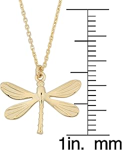Amazon | Kooljewelry 14Kイエローゴールドトンボネックレス(18インチ