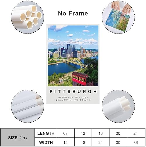 Miniatura 2 de Pittsburgh Poster Bunter Druck, Pittsburgh Wandkunst, Pittsburgh Foto Dekor, Canvas Wall Art Print Poster For Home School Office Decor Unframe-style