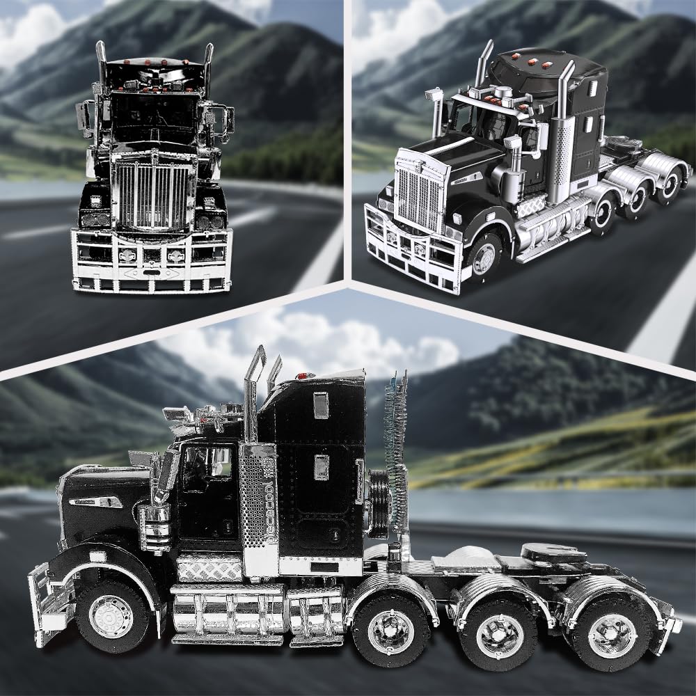 Piececool Puzzle 3D metalowe ciężkie ciężarówki, model ciężarówki ze stali nierdzewnej 430, 100% catering, metalowy model, prezent urodzinowy dla dorosłych 3D, 308 elementów